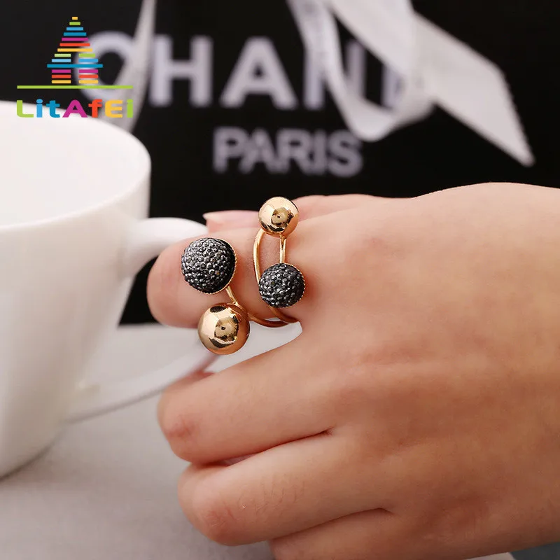 Золото/серебро цвет смолы круглый шар бусины кольца для женщин 2 Панк мода сплав