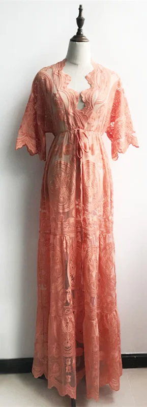 Роскошное длинное пляжное платье с запахом Элегантный купальный костюм накидка