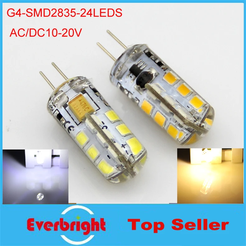 10 шт./лот Светодиодная лампа G4 SMD 2835 24 светодиода 5 Вт/AC 3 Вт/DC светодиодные лампы
