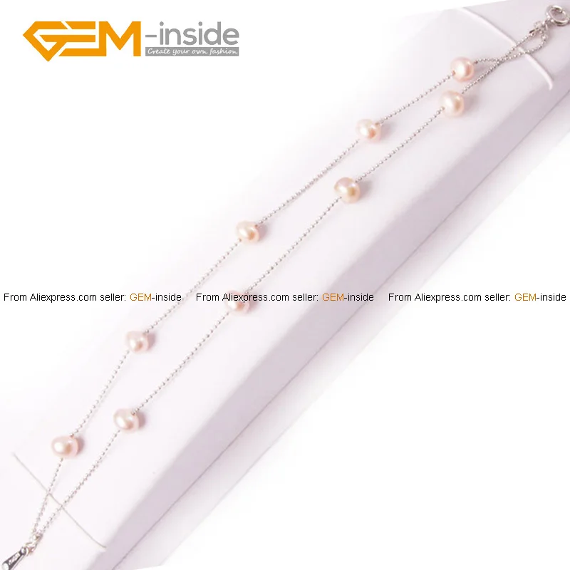 Браслет из культивированного жемчуга 6 7 мм 8 дюймов 2 цепочки регулируемый