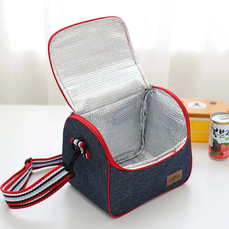 Джинсовая сумка на плечо для ланч боксов Детская Bento Box изолированная упаковка