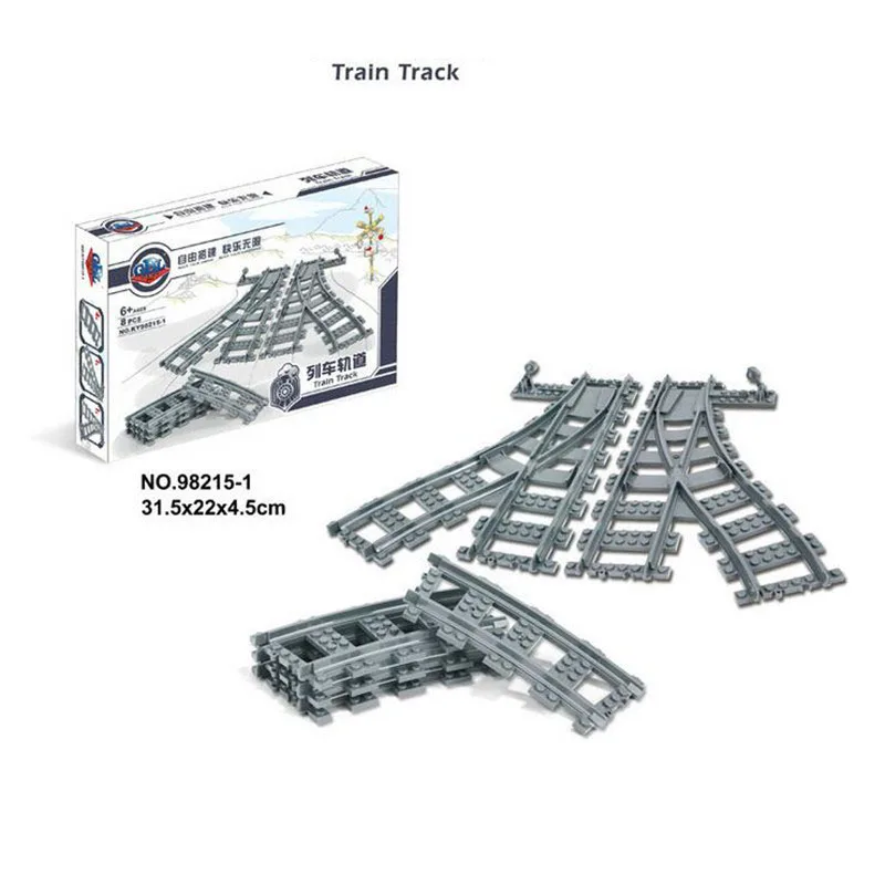 8pcs No box 8-24 шт городские поезда поезд гибкие рельсы прямые изогнутые рельсы строительные блоки набор блоков, игрушки, совместимые с - Цвет: 8pcs No box