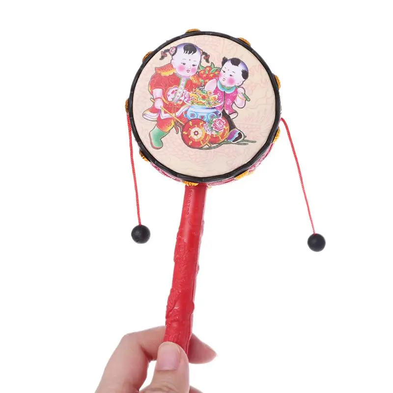 

HBB 1PC Baby Toys Spin Rattle Drum Monkey Drum Infant Toddlers Early Learning Hand Rattles Chinese Kid Toy Gift