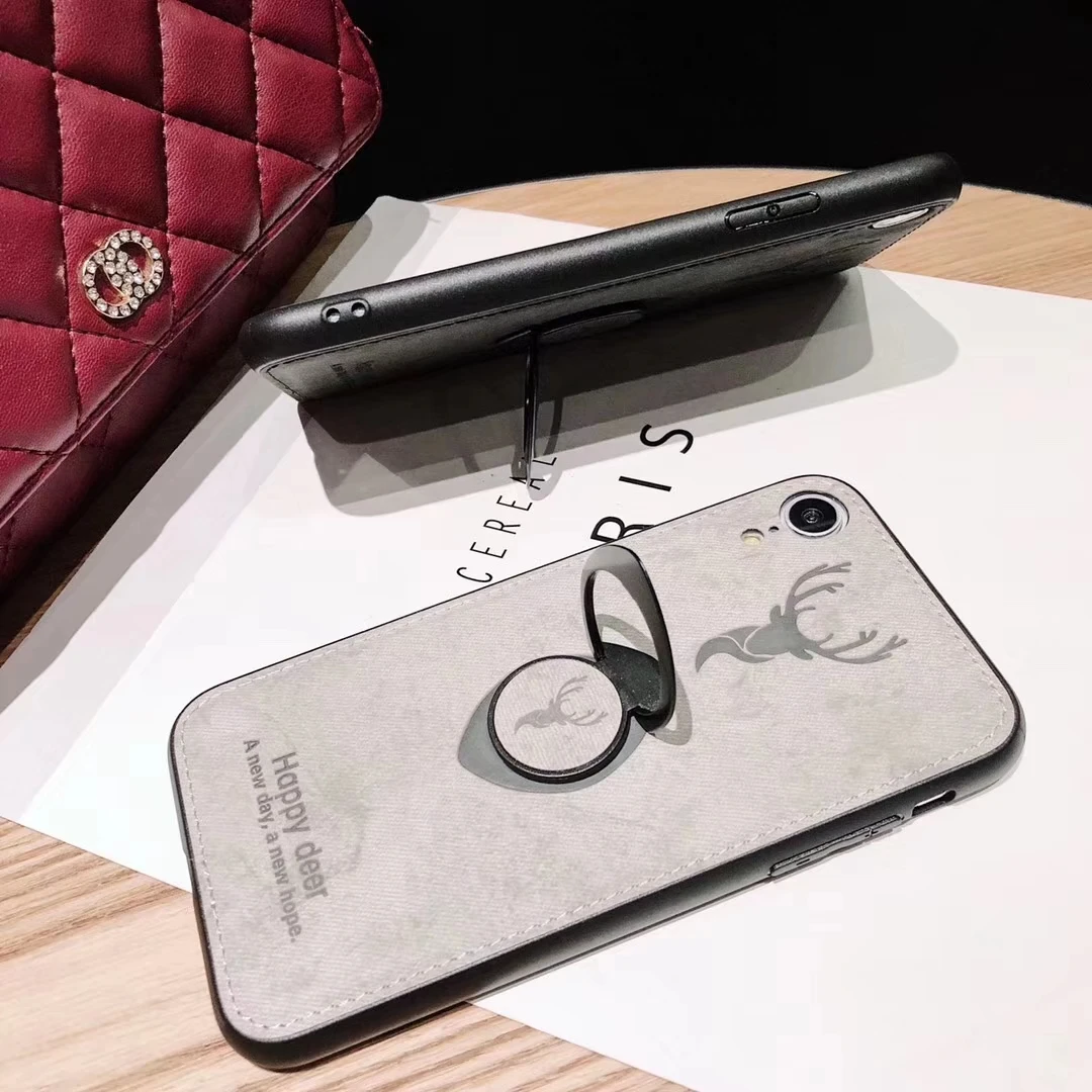 Magnetic Cloth Deer Style Full Cover Case for Iphone 6 6s 7 8 Plus X Silicone Stand XS Max XR with Ring Holder |