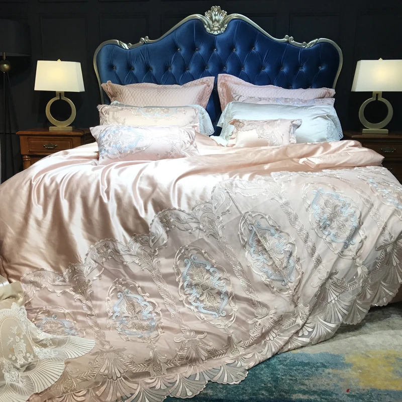 Роскошные 120 S из египетского хлопка комплекты постельного белья с вышивкой queen