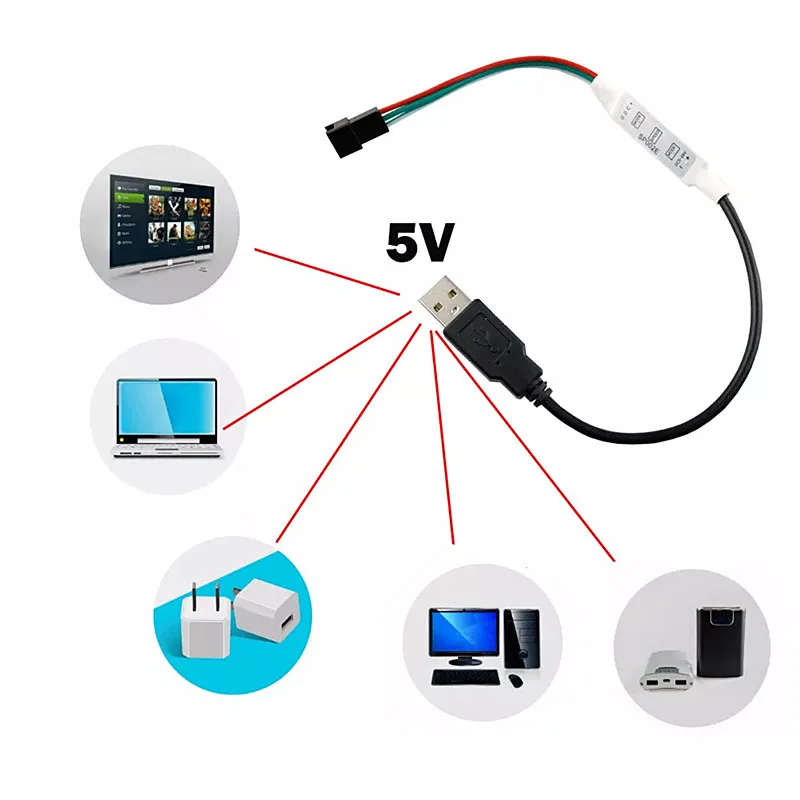 5-24 в USB светодиодный пиксельный контроллер для WS2812B цифровая светодиодная