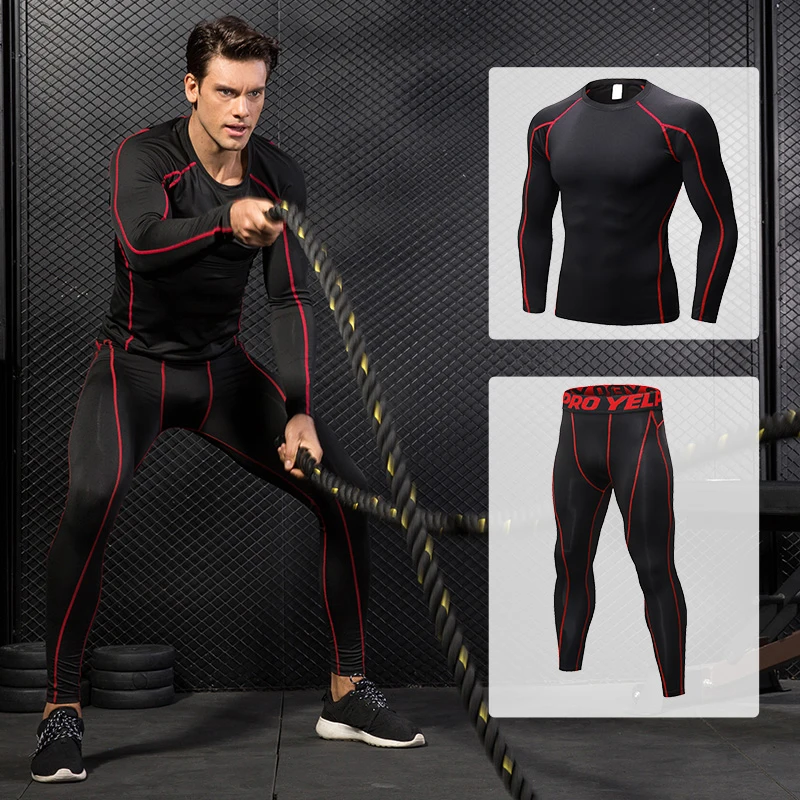 2018 ярд Новый компрессионный костюм Фитнес Tight комплект для бега футболка