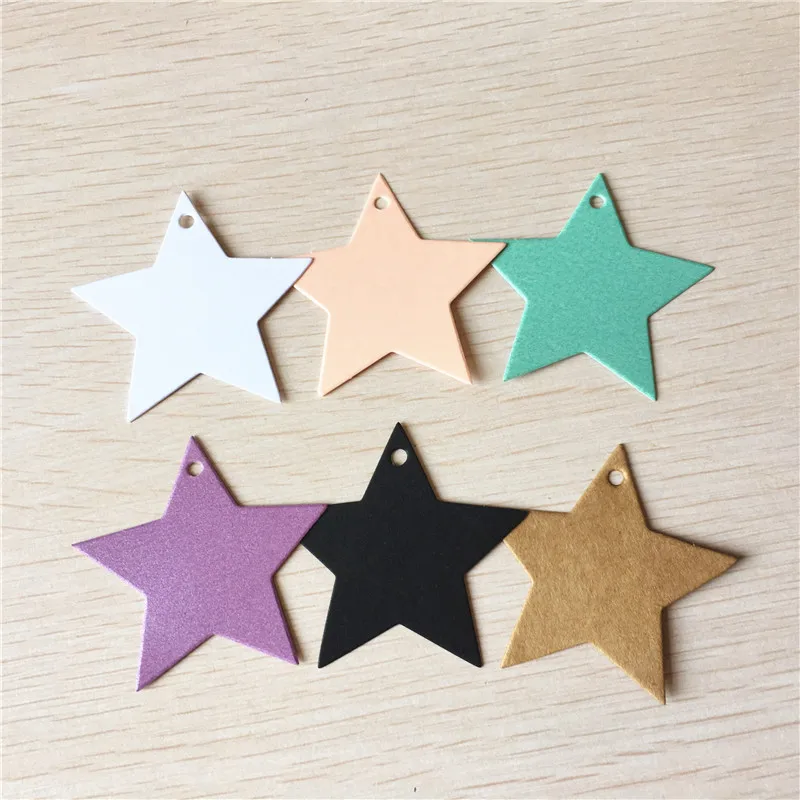 50 шт./лот чистые цветные Пустые бирки с пятью звездами подвесные этикетки для