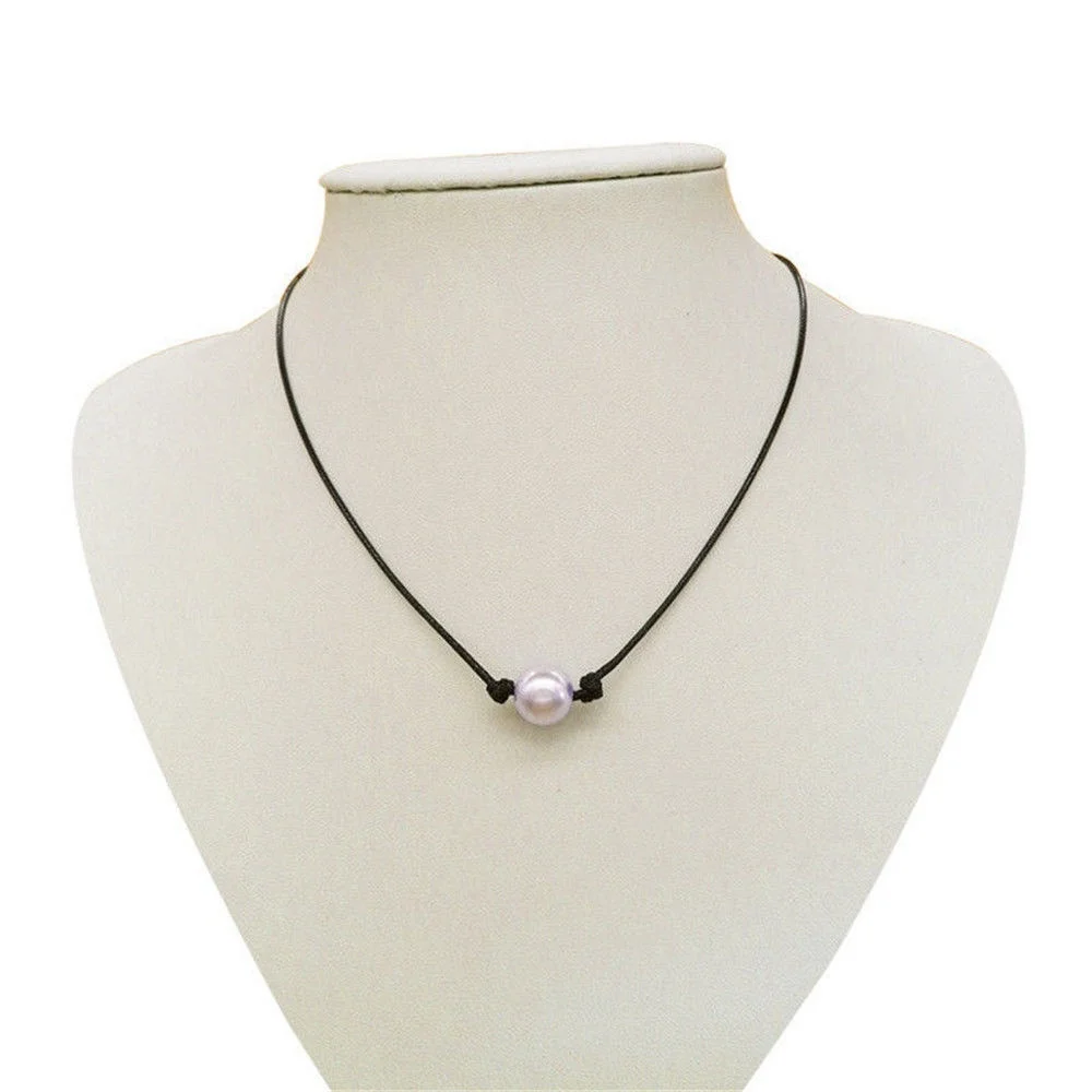 Fashion Women Pearl Necklace Pu leather Pendant Cord Choker Jewelry | Украшения и аксессуары