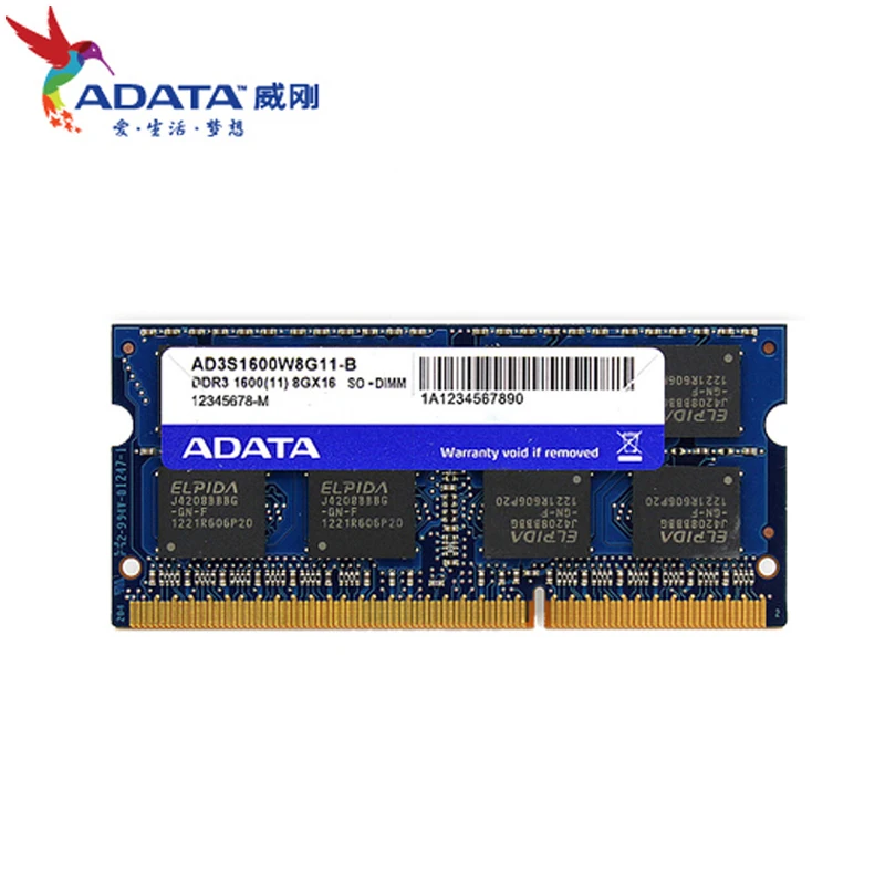 ADATA DDR3 DDR3L 2 ГБ 4 8 1600 МГц оперативная память SO DIMM 204 pin 1333 для Lenovo ThinkPad SONY Acer SAMSUNG HP