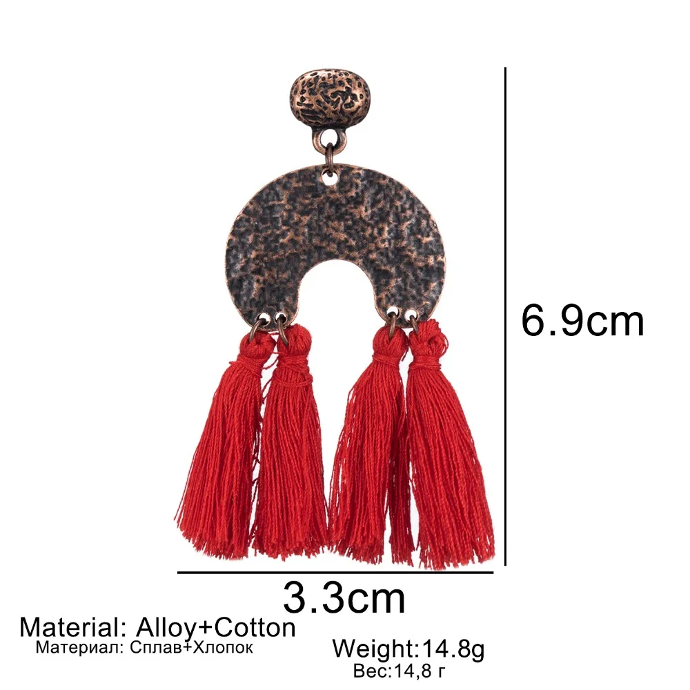 FAMSHIN Bohemian Handmade Tassel Earrings for Women Vintage Round Long Drop Wedding Party Bridal Fringed Jewelry Gift | Украшения и