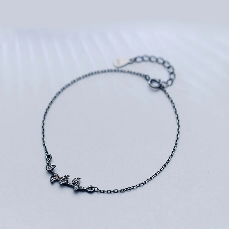 

La Monada Fine Silver 925 Jewelry Bracelet Female Woman Apricot Leaf Minimalist Bracelets For Women Silver 925 Sterling Black
