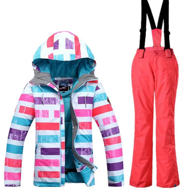 Gsou снег для девочек лыжный Водонепроницаемый ветрозащитная куртка снежной