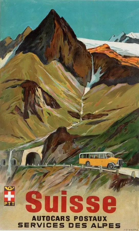 ZERMATT Switzerland вид на море горы путешествия в швейцарарию серия винтажный постер