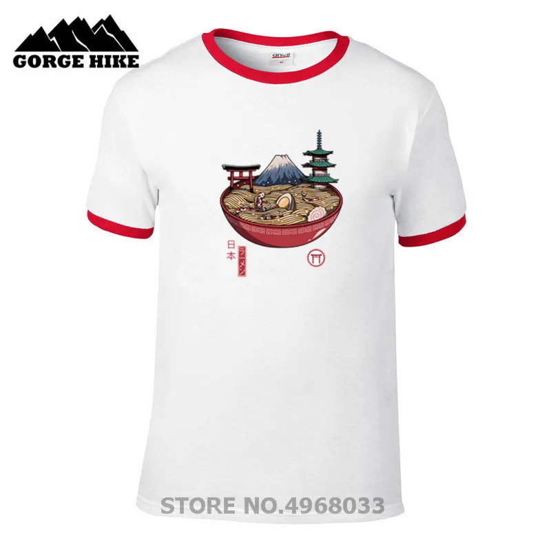 Летняя мужская футболка из 100% хлопка с радужным принтом ramen Японская еда koi