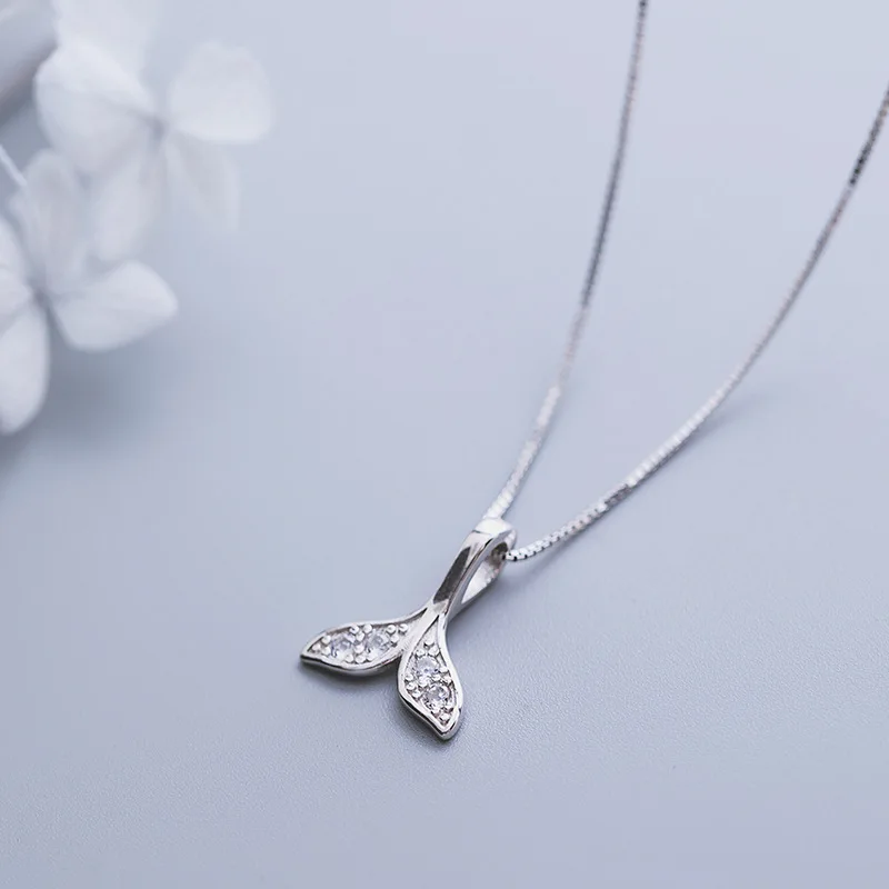 Женское Ожерелье с кулоном хвост русалки из серебра 100% пробы|Цепочки| |