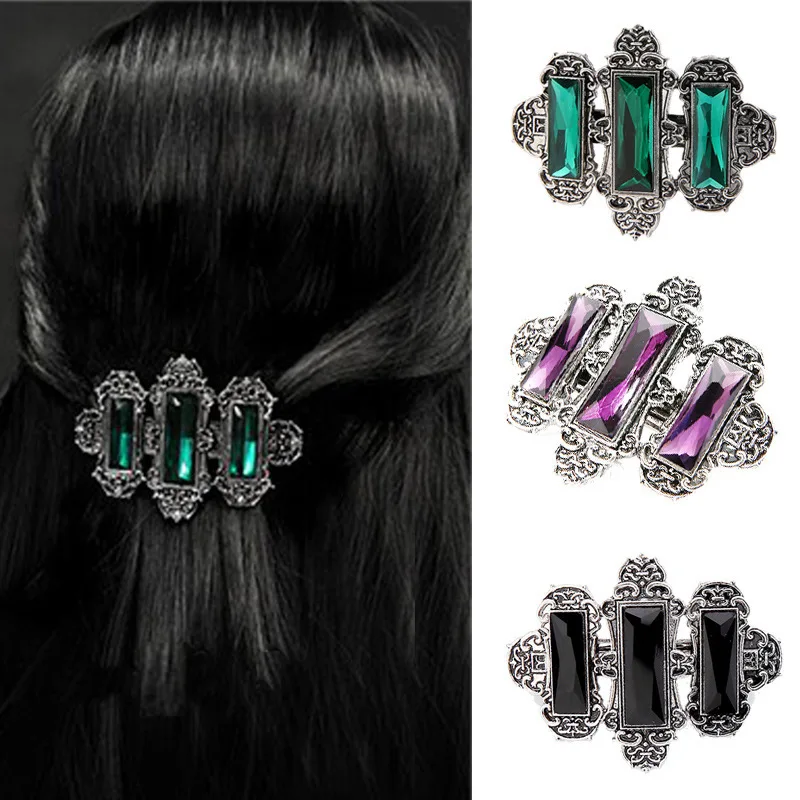New European and American Gothic Diamond Hair Clips Crystal Diamond Transparent Hair Accessories bohemian vampirina hair bow