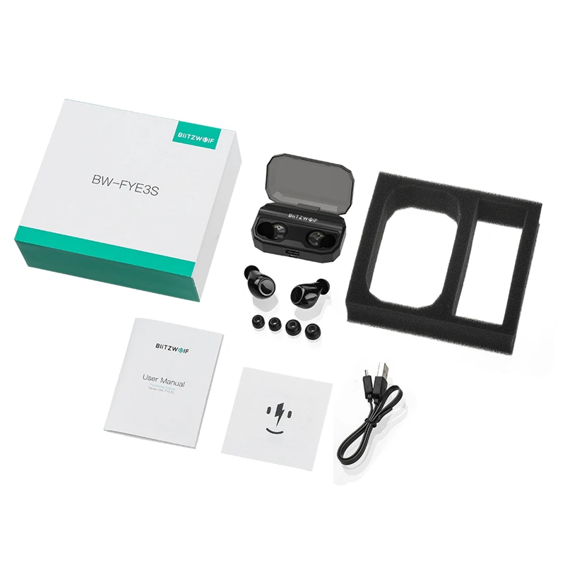 

BlitzWolf FYE3S TWS True Wireless bluetooth 5.0 Earphone Digital Power Display Smart Touch Bilateral Call Charging Box