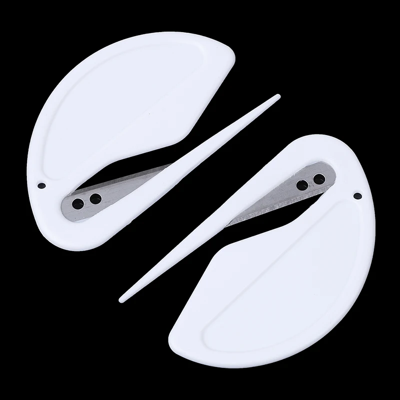 2pcs/lot Plastic Letter Opener Mini Sharp Mail Envelope Safety Papers Guarded Cutter Blade Office Equipment | Канцтовары для офиса