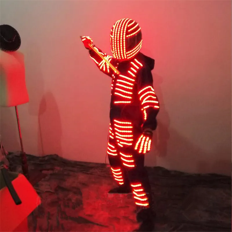 KS64 костюмы для бальных танцев светодиодные RGB свет одежда сцены наряды dj робот