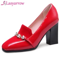 lasyarrow women pumps shallow pumps womens elegant square toe chunky high heels party dress pumps concise wedding shoes f100