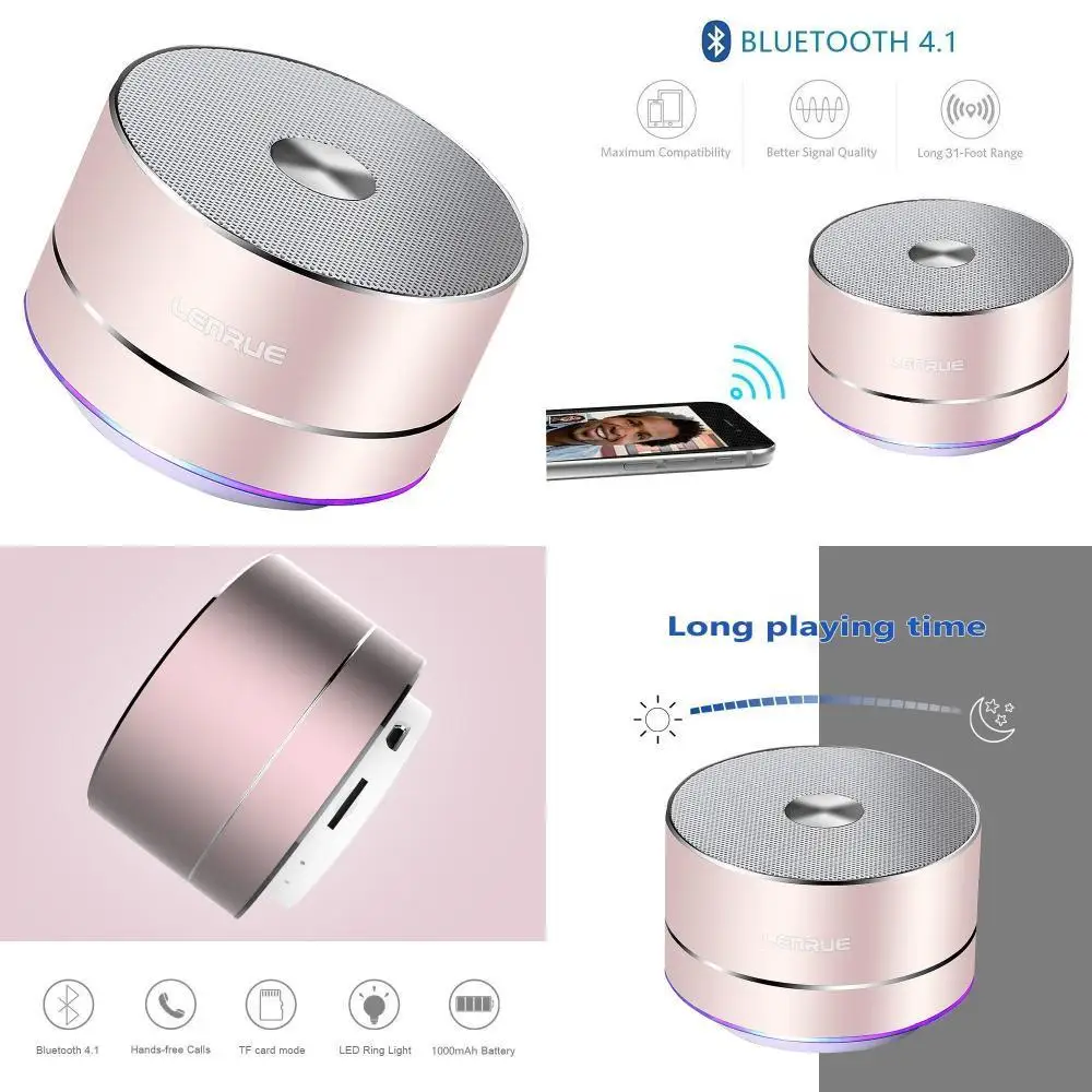 Портативная беспроводная Bluetooth колонка миниатюрный динамик со светодиодной