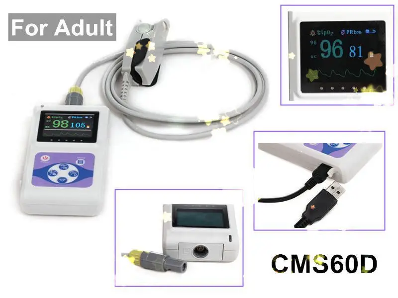 

CMS60D Color Screen Display Electronic Portable Handheld Pulse Oximeter With Software