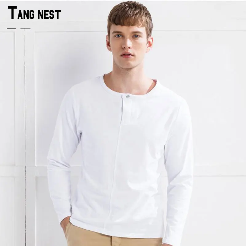 TANGNEST/Основные футболки для мужчин новый модный бренд Slim Fit Футболка с длинным