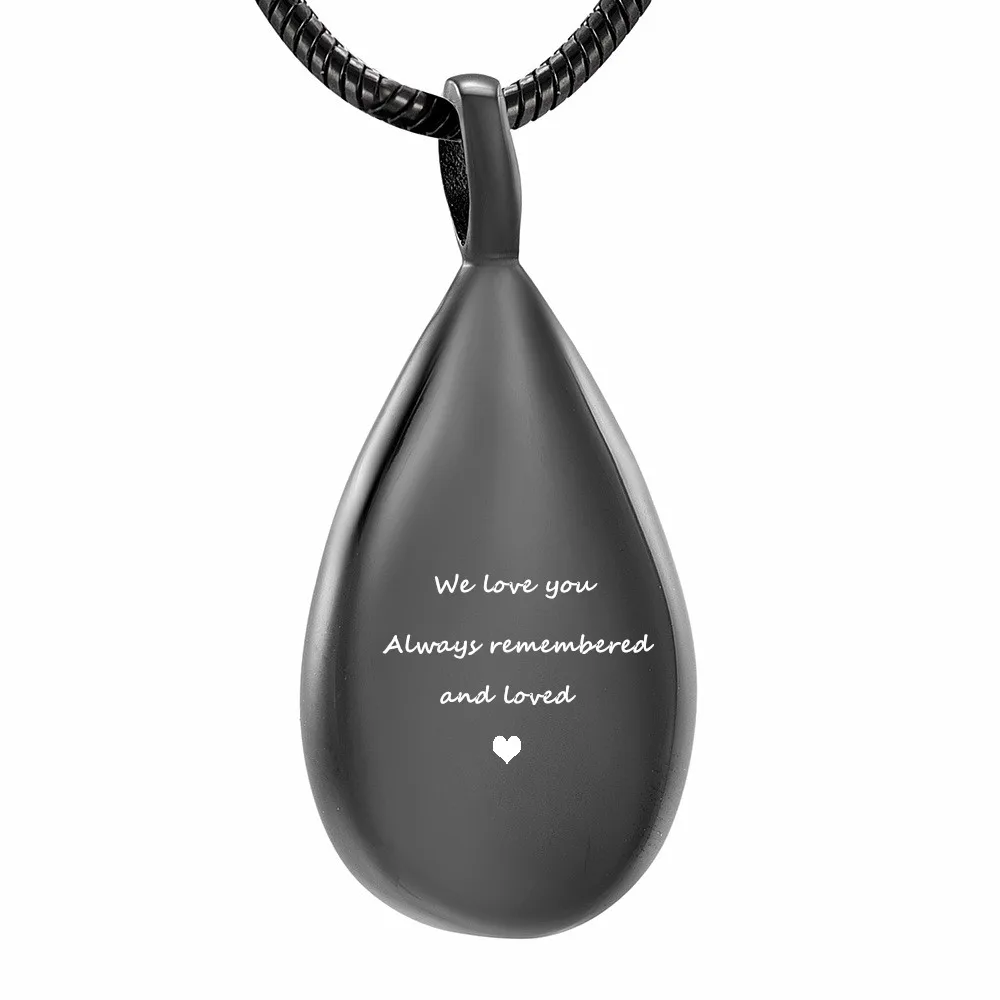 

IJD9945 Custom Stainless Steel Teardrop Pendant for Loved One Ashes Keepsakes Memorial Urn Necklace for My Dad/Mum/Son/Grandpa