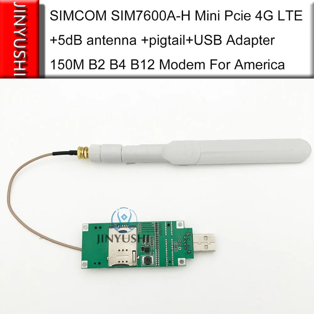 SIMCOM SIM7600A-H+ 5 дБ антенна+ USB адаптер Mini Pcie SIM7600A SIM7600 CAT4 B2/B4/B12 150M 4G LTE модуль Muti Band для Америки