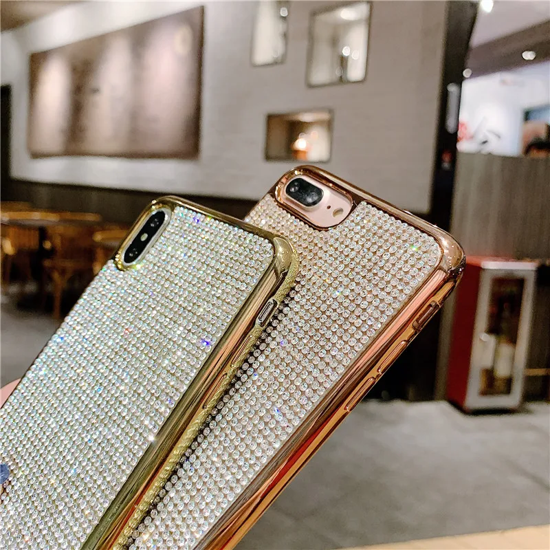 COPEONE Luxury Rhinestone Case for iPhone 7 Plus Plating Soft TPU Frame Bling Cases 6 6s 8 X XS XR XSMAX |