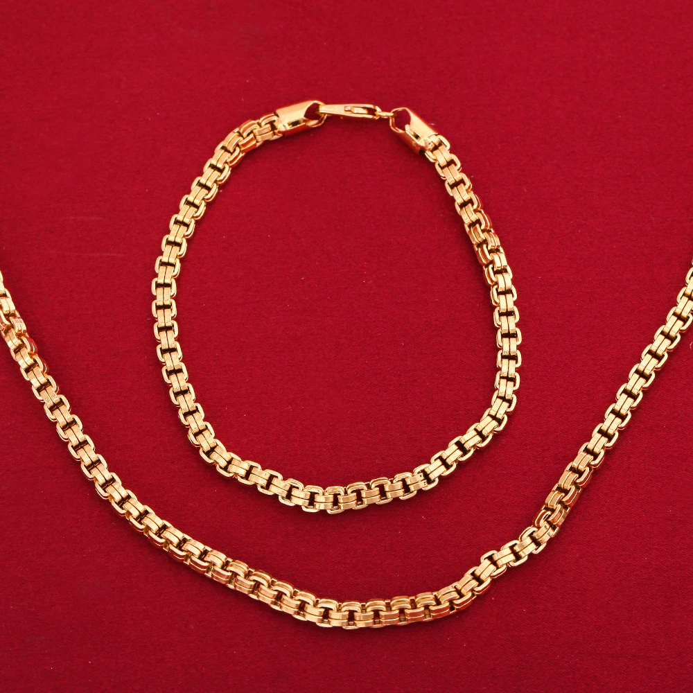 Комплект украшений для мужчин и женщин браслет ожерелье 4 мм в ширину ювелирные