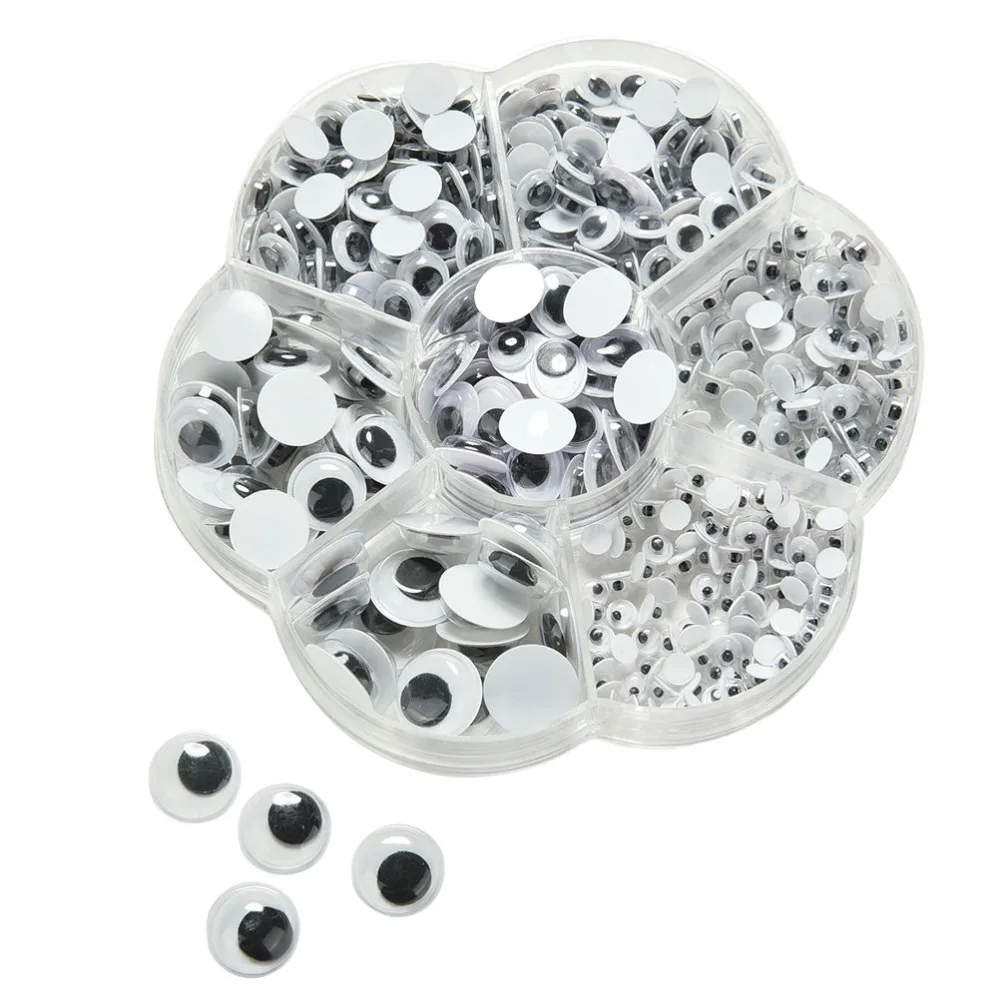 500 шт (7 размеров) самоклеющиеся пластиковые подвижные черные кукольные