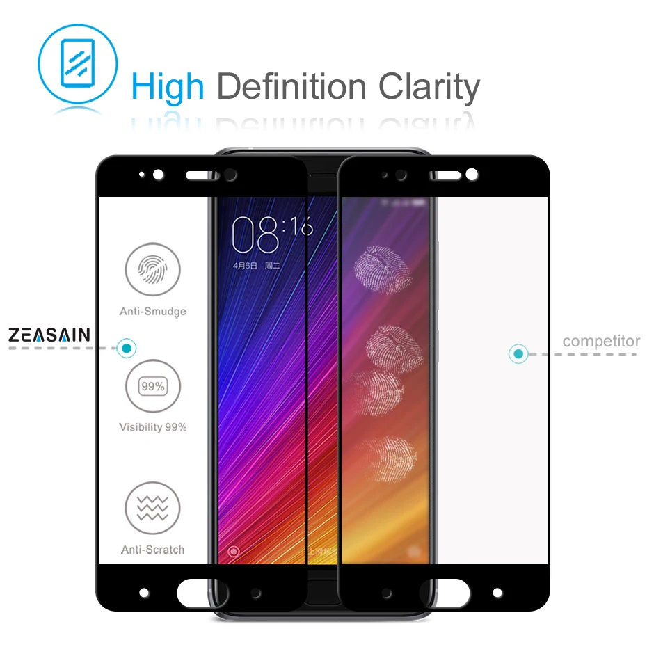 Закаленное стекло с полным покрытием для Xiaomi Mi5S Mi защитная пленка экрана