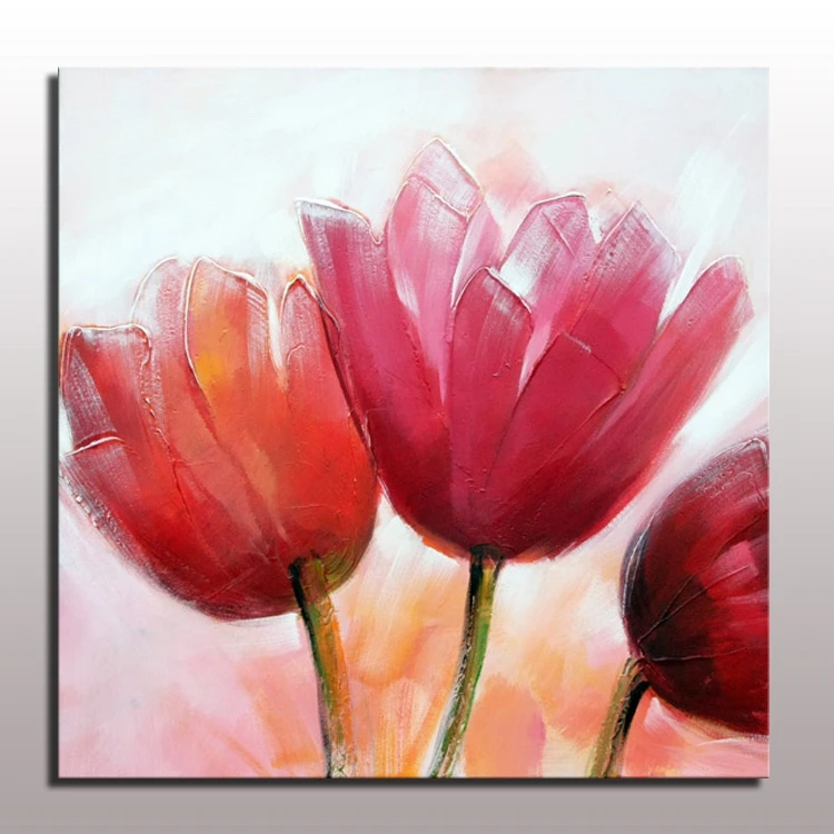 Оптовая продажа 100% толстый текстурированный Нож Тюльпан ручной работы Картина