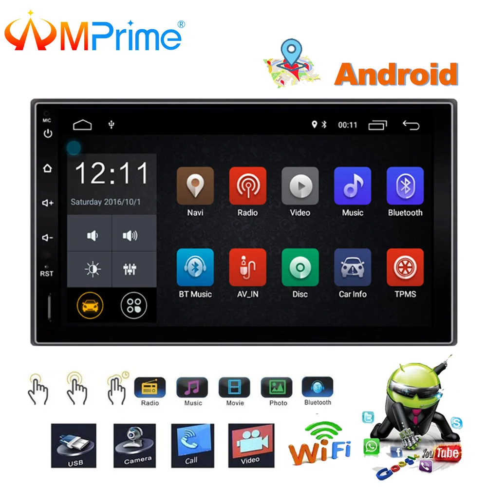 Автомобильный радиоприемник AMPrime 7 &quot2 Din gps навигация Android Авторадио Стерео