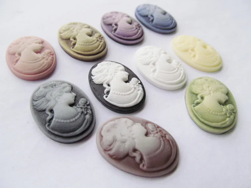 100pcs 18mmx25mm 10 colors oval flatback resin beauty head lady cameo charm findingphone decoration kitdiy accessory jewellry free global shipping