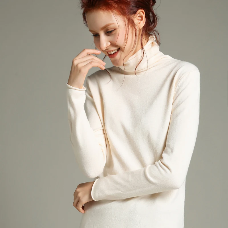 Autumn and winter new women's turtleneck sweater long-sleeved shirt solid color loose inside the knit bottoming | Женская одежда