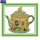 Набор для вышивки садовым чайником NKF, Набор для вышивки крестиком, для домашнего декора