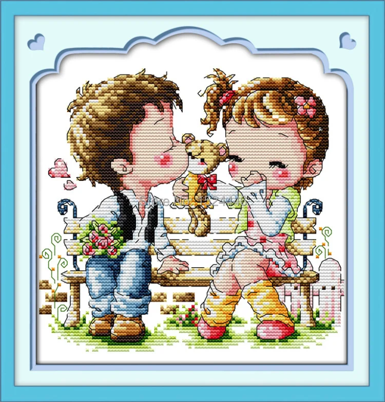 Страстные поцелуи Любители мультиков картины мальчик Счетный Печать на холсте