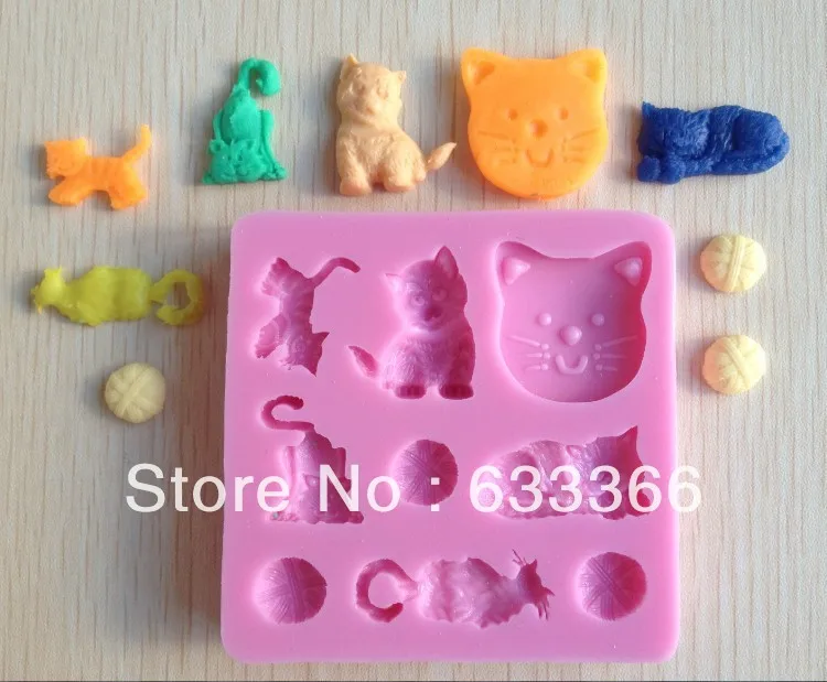 Free shipping 1Pcs Cartoon cat Chocolate Candy Jello silicone Mold Mould cake tools Bakeware sugar craft CCC075 |