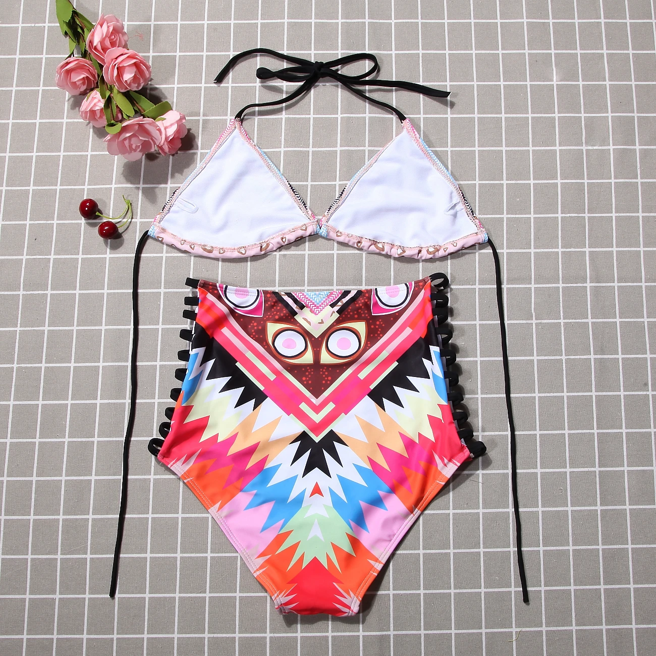 High Waist Floral Bikini Swimwear Women 2018 Summer Swimsuit Removable Padded Bra Bahing Suit Bandage Beach Swimming Wear | Женская