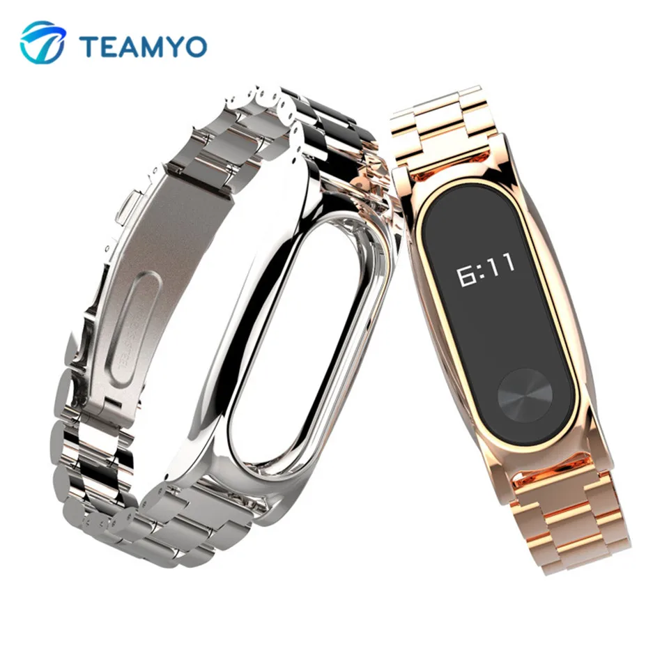 TEAMYO Xiaomi mi band 2 ремешок Безвинтовой металлический на запястье Замена для xio умный
