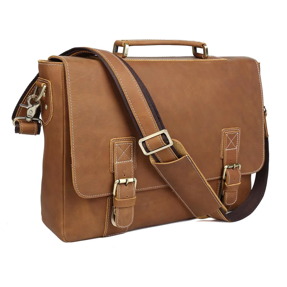 Сумка-мессенджер для ноутбука TIDING большой портфель из натуральной кожи в