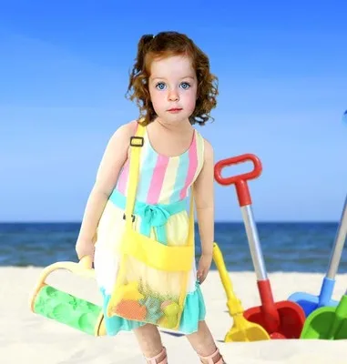 5 Color Children Mesh Shell Bag Seashell New Summer Beach Tote Shells Receive Practical Bags For | Дом и сад