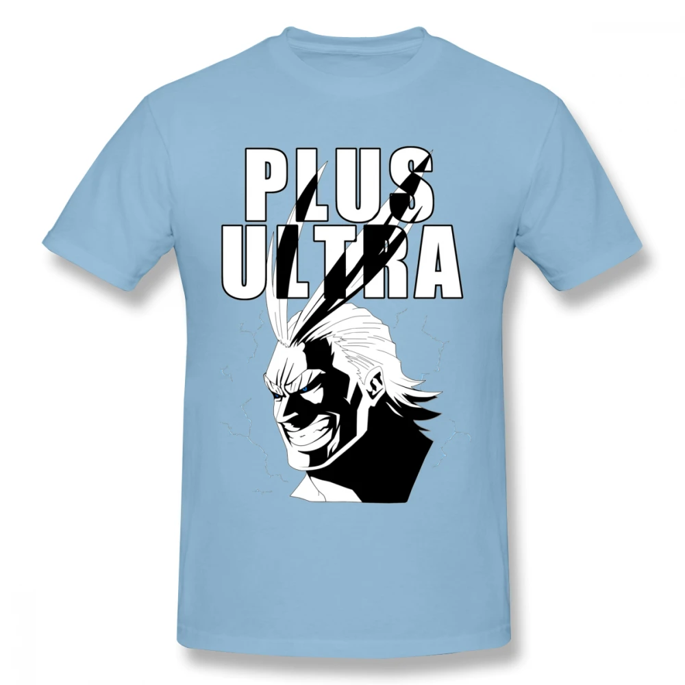 Новая повседневная футболка с надписью All Might Plus, футболка с надписью Boku No Hero Academy, мужская летняя футболка из чистого хлопка для мужчин - Цвет: Небесно-голубой