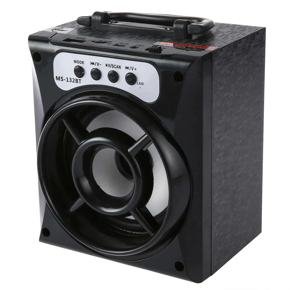 Портативный MS 132BT мини Беспроводной Bluetooth Площади Динамик FM радио Светодиодный