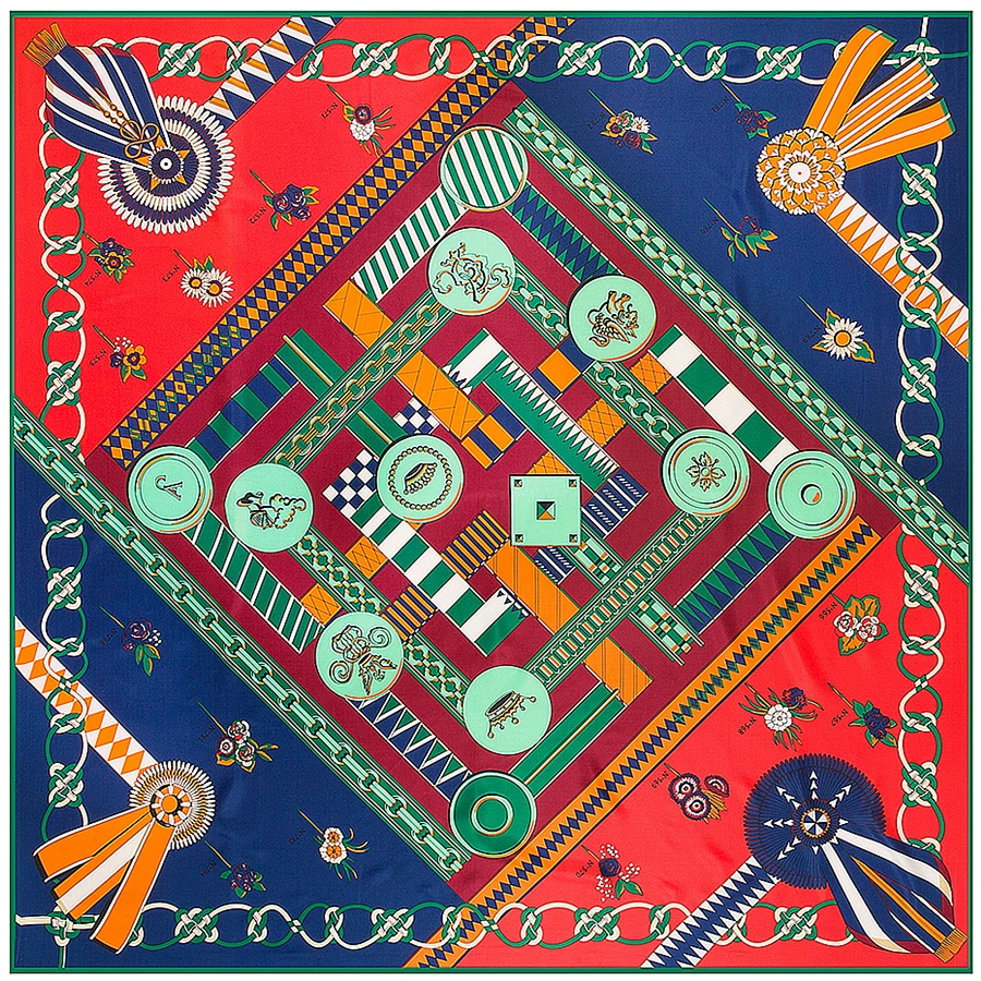 130cm*130cm 100% Silk Euro Brand Style Women Geometric quadrate Chain Printed Square Scarf Femal Fashion Shawls |