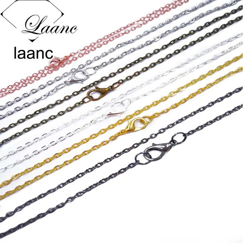 

120pcs/Lot Rhodium/Gold/Bronze/Silver/Gunmetal 2x3mm Flat Cable Link Chains Necklace Rope Findings for Pendants Jewelry DIY