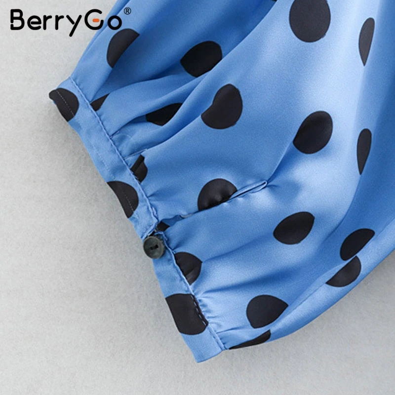 BerryGo женские платья винтажное платье в горошек с запахом длинное летнее v шейный